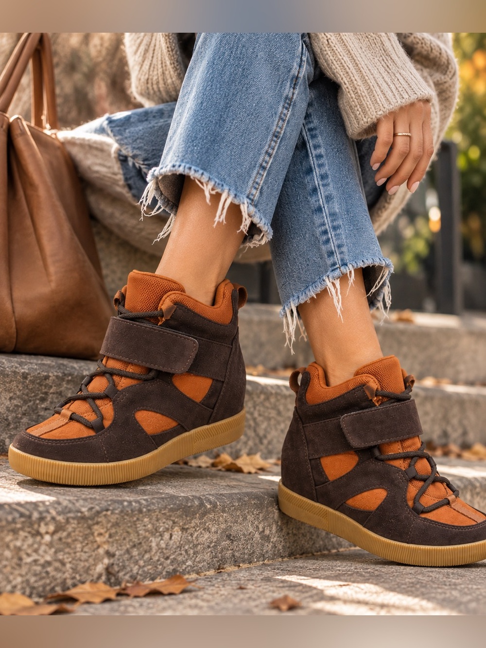 SOREL Out N About Sport Wedge Brown Rust Sneaker Boots 6.5